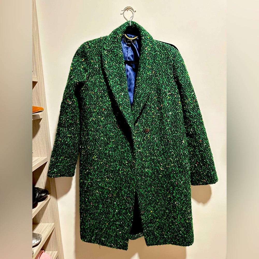 J.Crew green Italian tweed Daphne coat